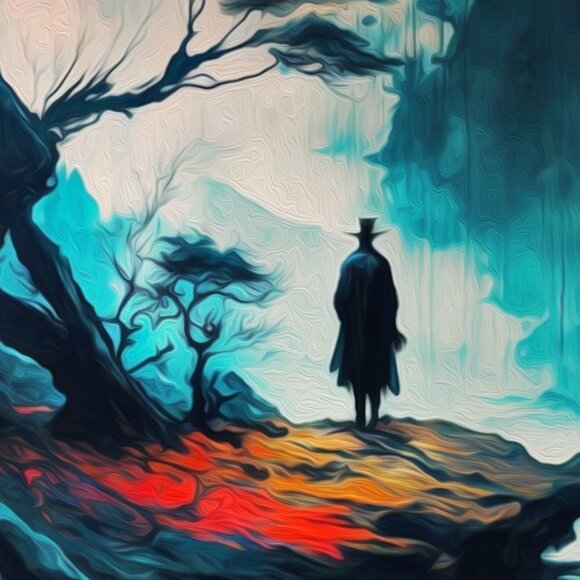 Samurai Ninja Fantasy Art Watercolor Oil Painting Art Print - Picture 5 of 7